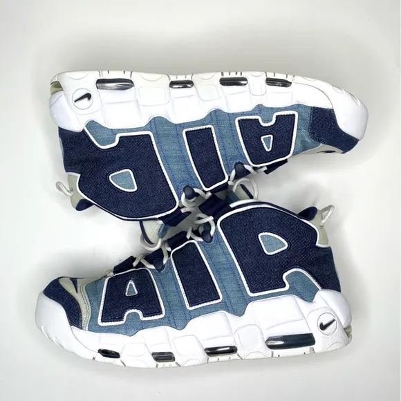 Nike Air More Uptempo 96 Sneakers Mens Sz 11.5 Denim Blue White Athletic Shoes