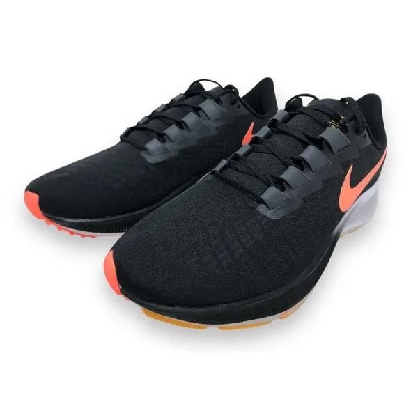 Nike Air Zoom Pegasus 37 Mens Running Shoes Black/Bright Mango BQ9646 010 (NEW)