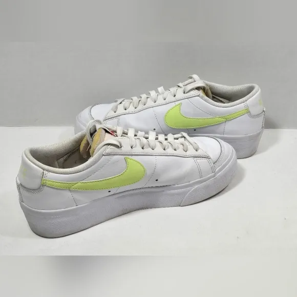 Nike Blazer Low Platform Shoes Women's 10 White Sneakers Leather Casual Classic