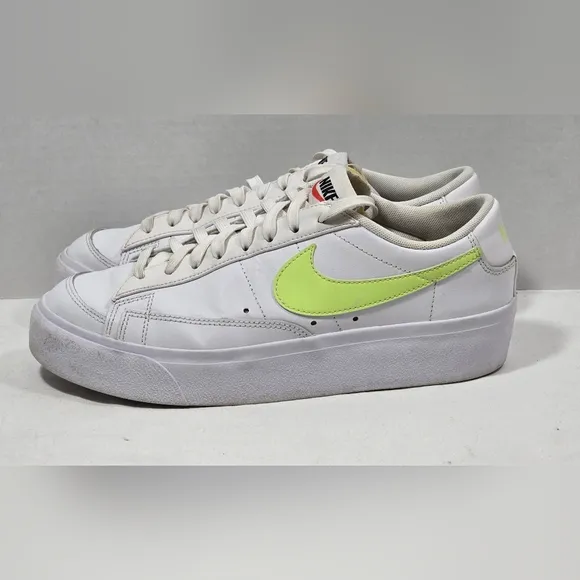 Nike Blazer Low Platform Shoes Women's 10 White Sneakers Leather Casual Classic