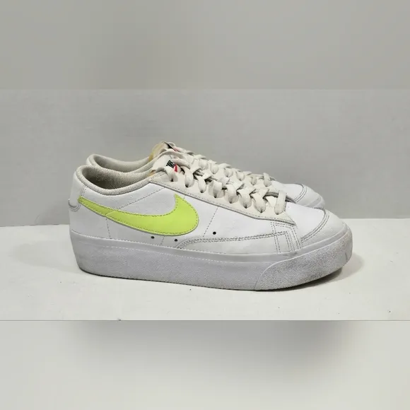 Nike Blazer Low Platform Shoes Women's 10 White Sneakers Leather Casual Classic