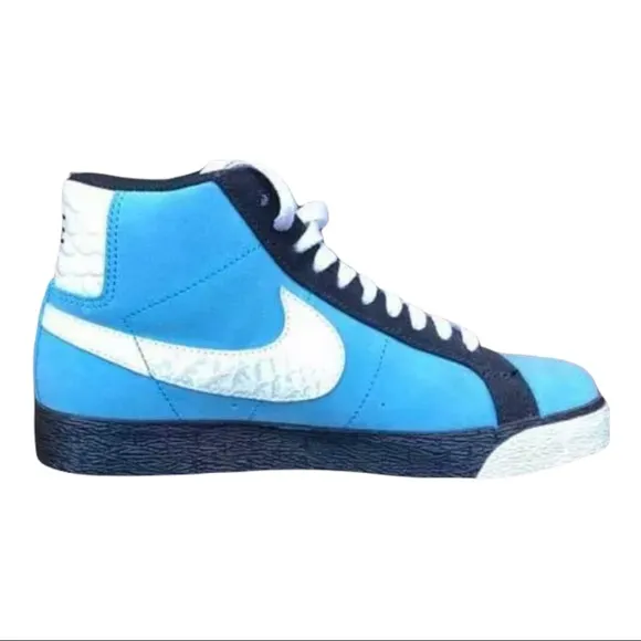 NIKE Blazer Mid 6.0 Sneaker Shoes 7.5 Blue Cyan/White/Blk 342256-411 Ska…