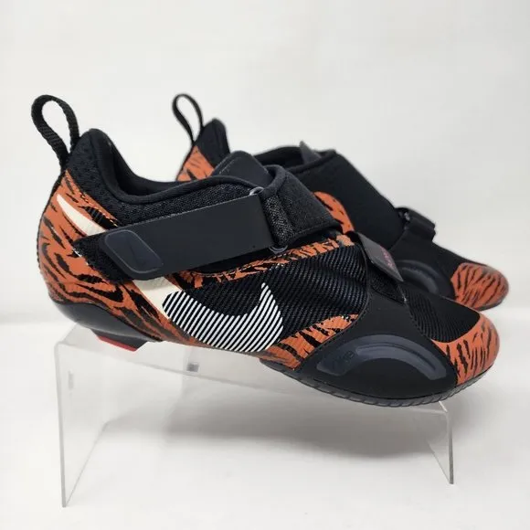 Nike Cycling Shoes Womens 8 Black Orange Tiger SuperRep Cycle Mesh Upper