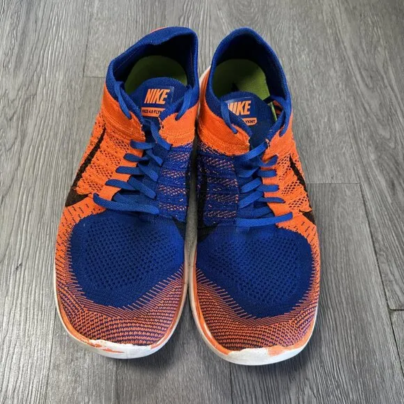 Nike Free 4.0 Flyknit Shoes Orange Blue Rare  Mens Size 13