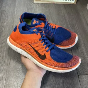Nike Free 4.0 Flyknit Shoes Orange Blue Rare  Mens Size 13