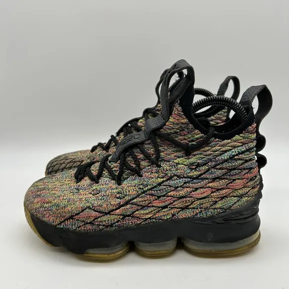 Nike LeBron 15 Shoes Youth Size 4Y Multicolor Flyknit Basketball 922811-901 Rare