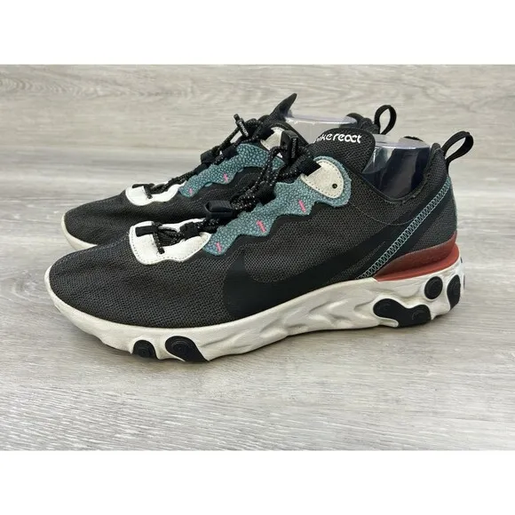 Nike React Element 55 SE CD2153-001 Men's Sneakers Black Mesh Shoes Sz US 11.5