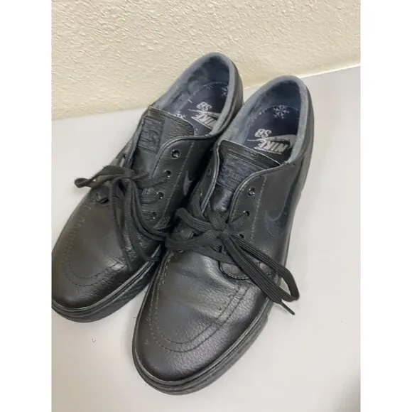 Nike SB Zoom Stefan Janoski L Black leather Sneaker Shoes Size 9 Skateboarding