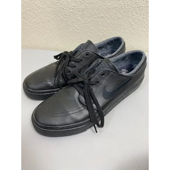 Nike SB Zoom Stefan Janoski L Black leather Sneaker Shoes Size 9 Skateboarding