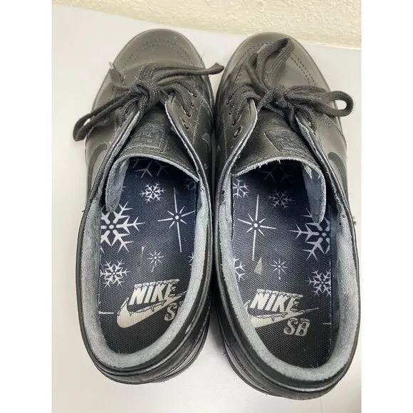Nike SB Zoom Stefan Janoski L Black leather Sneaker Shoes Size 9 Skateboarding