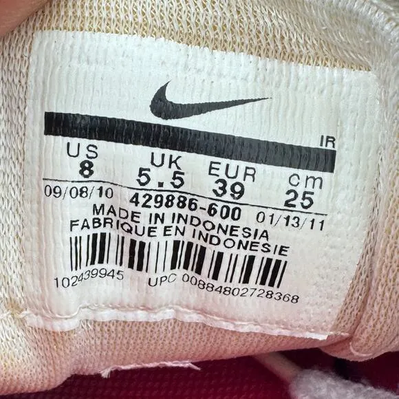 Nike Tenkay Low Sneakers Shoes Womens 8 Red White Lace Up Rubber Sole 429886-600