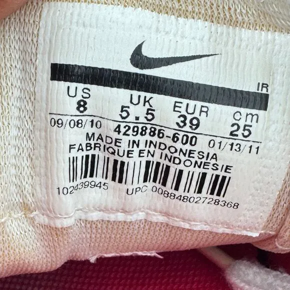 Nike Tenkay Low Sneakers Shoes Womens 8 Red White Lace Up Rubber Sole 429886-600