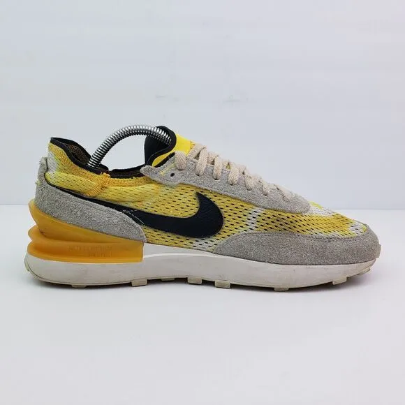 Nike Waffle One Mesh Mens Size 9.5 Yellow Beige Suede Sneaker Shoes DJ0966-991