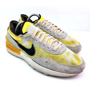 Nike Waffle One Mesh Mens Size 9.5 Yellow Beige Suede Sneaker Shoes DJ0966-991