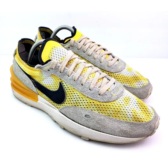 Nike Waffle One Mesh Mens Size 9.5 Yellow Beige Suede Sneaker Shoes DJ0966-991
