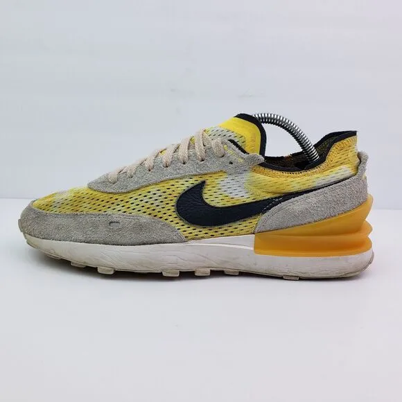 Nike Waffle One Mesh Mens Size 9.5 Yellow Beige Suede Sneaker Shoes DJ0966-991