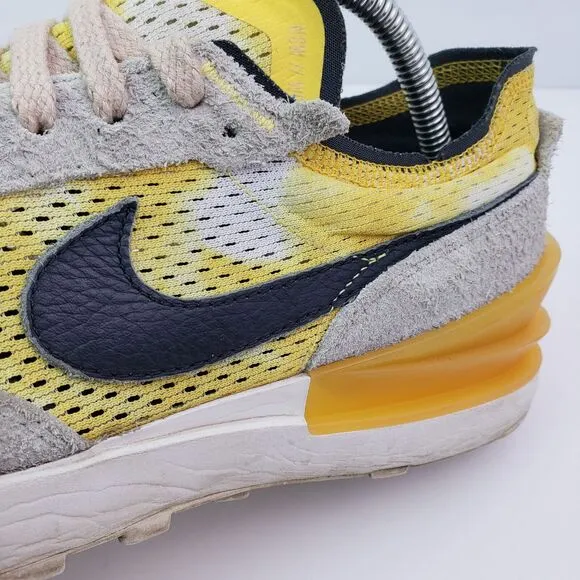 Nike Waffle One Mesh Mens Size 9.5 Yellow Beige Suede Sneaker Shoes DJ0966-991