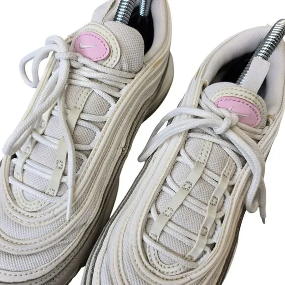 Nike Women's 8.5 Air Max 97 Summit White Beige Pink Shoes Sneakers