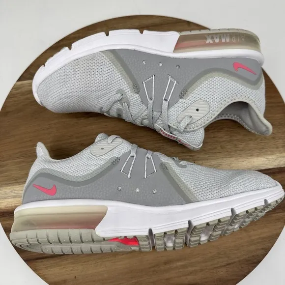 Nike Womens Air Max‎ Sequent 3 Running Shoes Grey/Pink 908993-012 Size 7.5 EUC