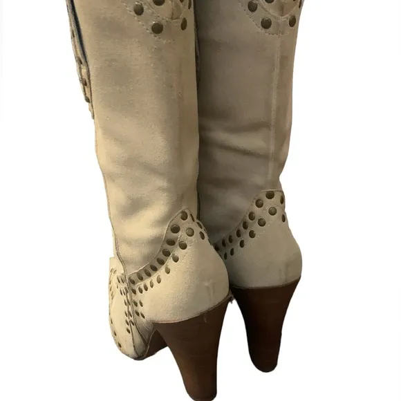 Nikeair Cowgirl Boots White Ladies Sz 7 1/2 B Leather G Series