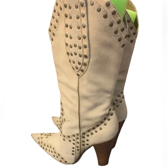 Nikeair Cowgirl Boots White Ladies Sz 7 1/2 B Leather G Series