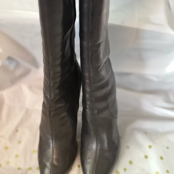 Nine West Black Leather Knee-High Boots