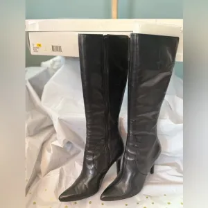 Nine West Black Leather Knee-High Boots