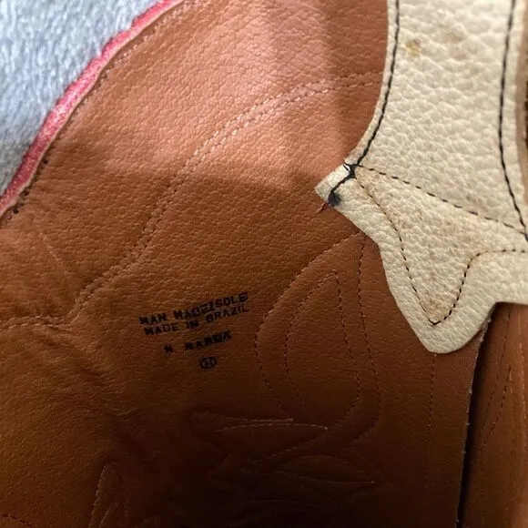 Nine West Leather Cowboy/ girl Boots Rodeo Women’s size  5.5 Inlaid Pattern