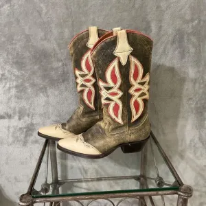 Nine West Leather Cowboy/ girl Boots Rodeo Women’s size  5.5 Inlaid Pattern