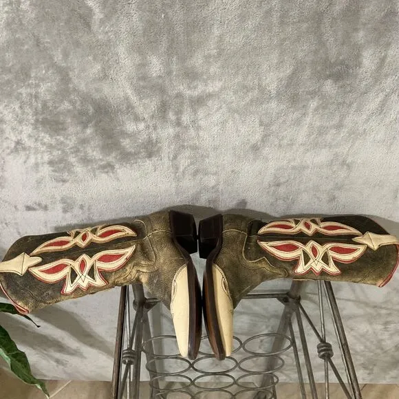 Nine West Leather Cowboy/ girl Boots Rodeo Women’s size  5.5 Inlaid Pattern