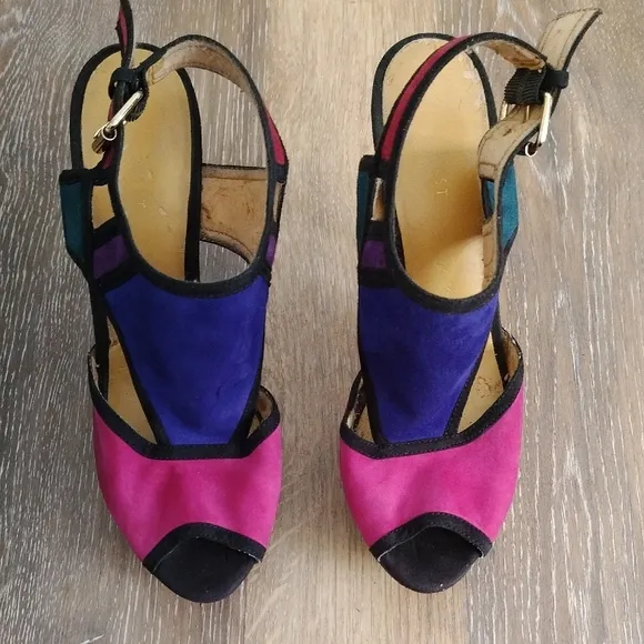 Nine West Pink and Purple Heels with Bold Color Block
