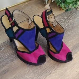 Nine West Pink and Purple Heels with Bold Color Block