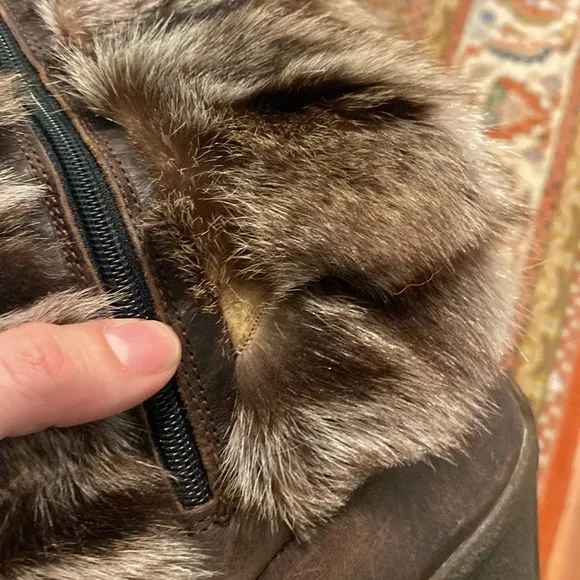 NIS New Italia Shoes Fur, Shearling and Leather Boots, size 7.5