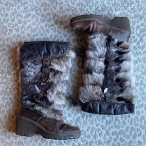 NIS New Italia Shoes Fur, Shearling and Leather Boots, size 7.5