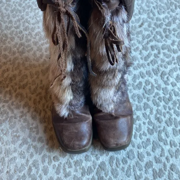 NIS New Italia Shoes Fur, Shearling and Leather Boots, size 7.5