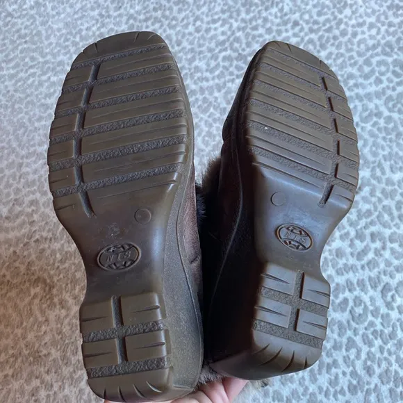 NIS New Italia Shoes Fur, Shearling and Leather Boots, size 7.5
