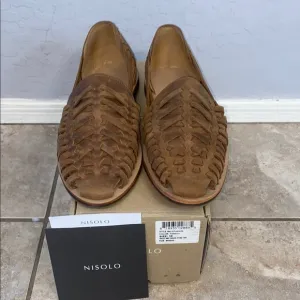 Nisolo Brown Leather Slip-On Loafers with Woven Design