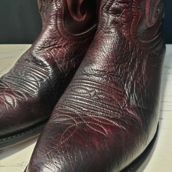 Nocona Smooth Ostrich Cowboy Boots in Oxblood - Men's size 9.5 D