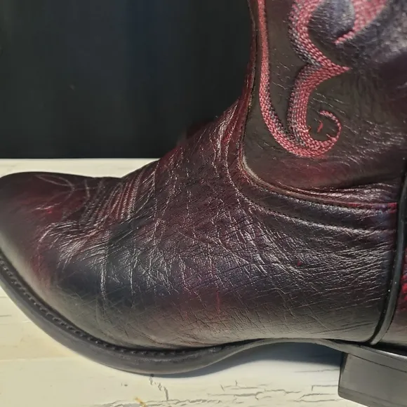 Nocona Smooth Ostrich Cowboy Boots in Oxblood - Men's size 9.5 D