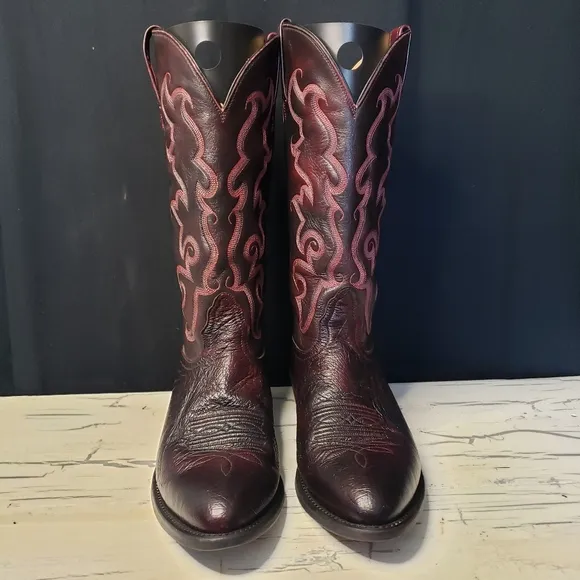 Nocona Smooth Ostrich Cowboy Boots in Oxblood - Men's size 9.5 D