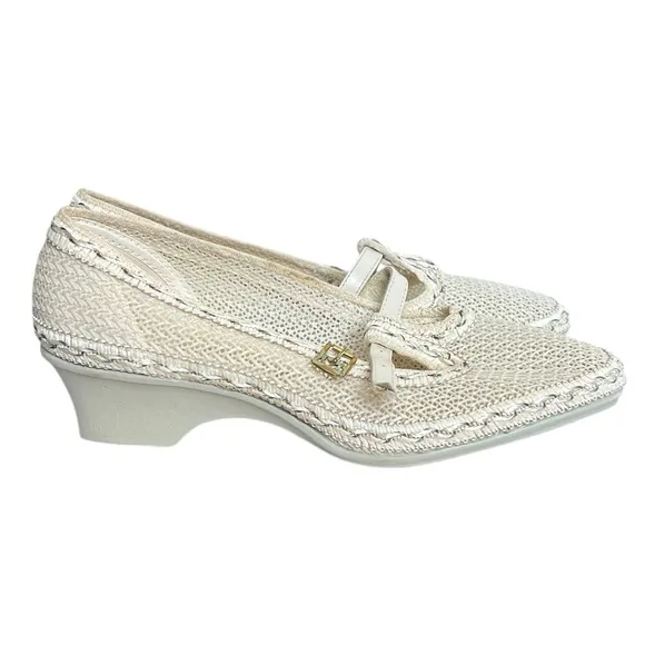 NOS Vintage Playmates Woven Mesh Ankle Strap Heels Cream Off-White NWT Retro