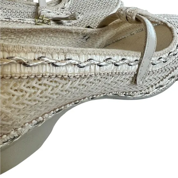 NOS Vintage Playmates Woven Mesh Ankle Strap Heels Cream Off-White NWT Retro