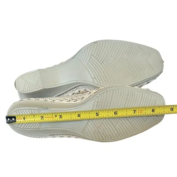 NOS Vintage Playmates Woven Mesh Ankle Strap Heels Cream Off-White NWT Retro