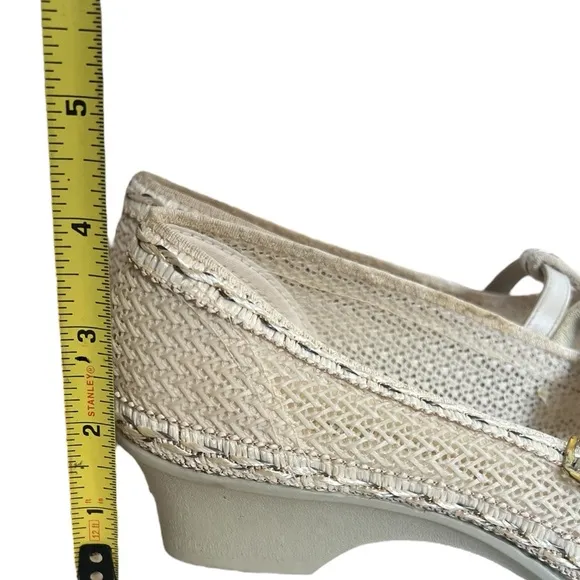 NOS Vintage Playmates Woven Mesh Ankle Strap Heels Cream Off-White NWT Retro