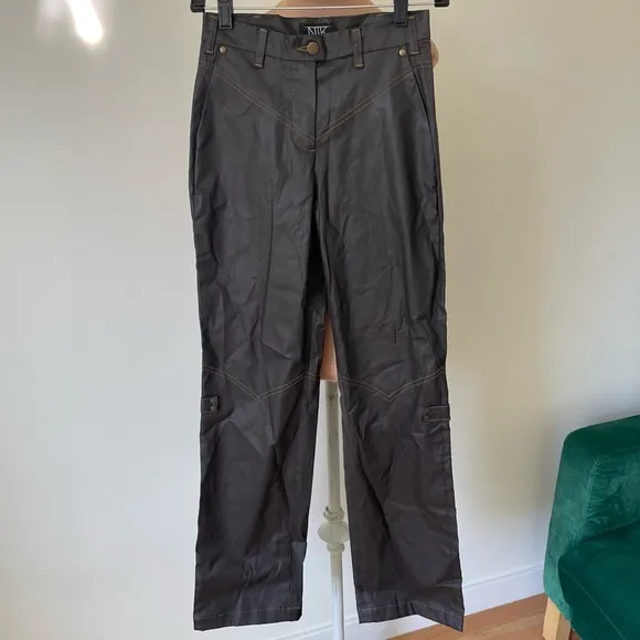 NTK by tt studios Brown Coated Denim Stretch Cotton Western Rodeo Jeans EUC 23