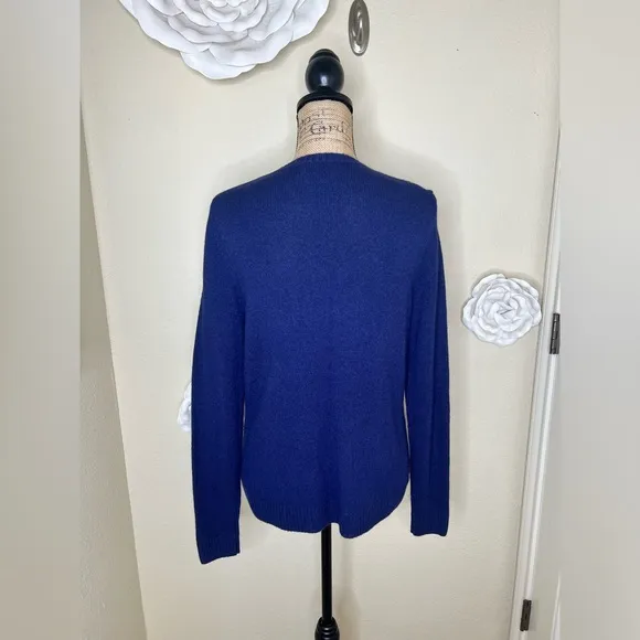 NTM: Vineyard Vines Nautical Anchor Navy &amp; White Lambswool,Cashmere Sweater Sz S