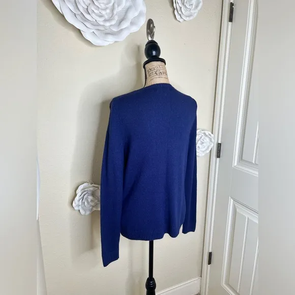 NTM: Vineyard Vines Nautical Anchor Navy &amp; White Lambswool,Cashmere Sweater Sz S