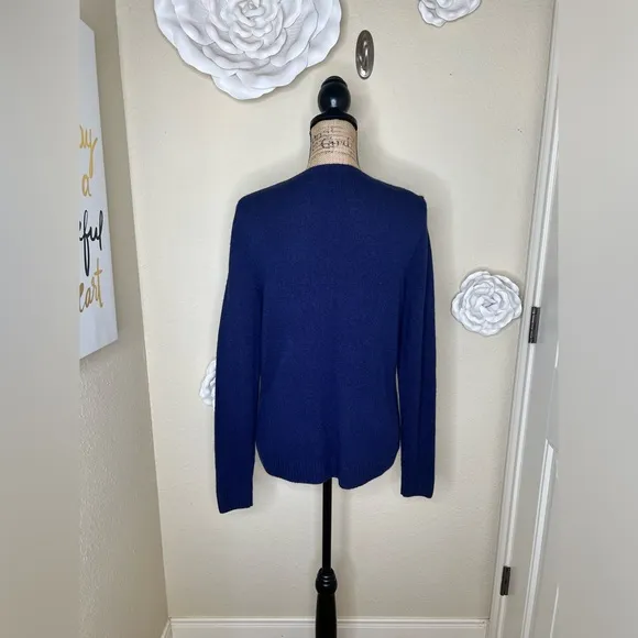 NTM: Vineyard Vines Nautical Anchor Navy &amp; White Lambswool,Cashmere Sweater Sz S