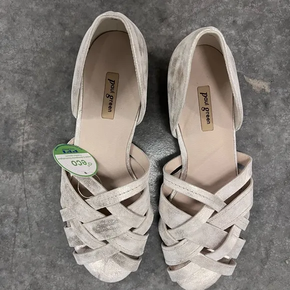 NWB $338 Paul Green Lucia Metallic Leather Shoes Size 6 U.S. (Bin 45)