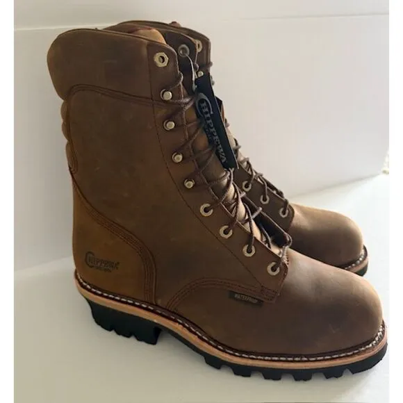 NWB Chippewa Super Dna 9&quot; Waterproof Steel Toe Logger Bay Apache Boots Sz 12E